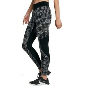 Nike Pro Hyperwarm athletic pants mesh black white blue medium